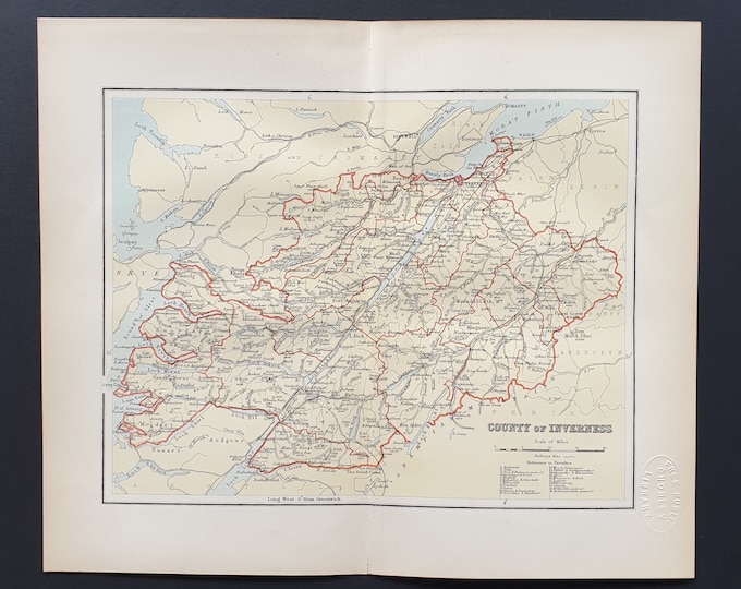 County of Inverness - Original 1897 County map of Scotland