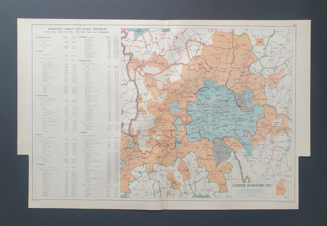 Urban and Rural Areas - Original Large 1929 London Map - Etsy