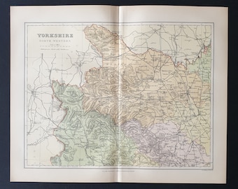 Yorkshire (North Western) - Original 1895 County Map