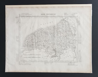 Seine Inferieure - Original 1854 French department map