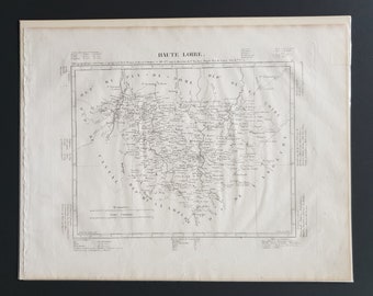 Haute Loire - Original 1854 French department map