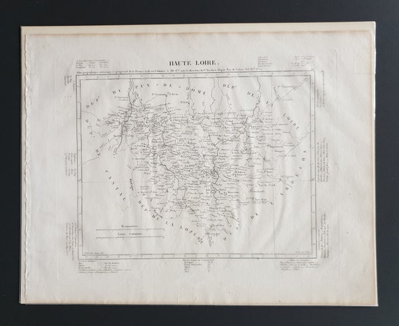 Original 1854 French department map - Haute Loire