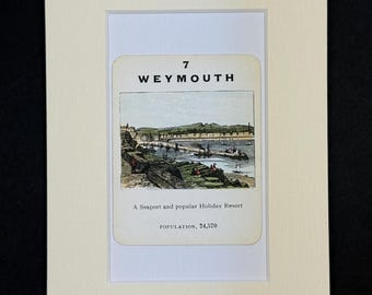 Weymouth - Original Vintage Counties of England Card in Mount