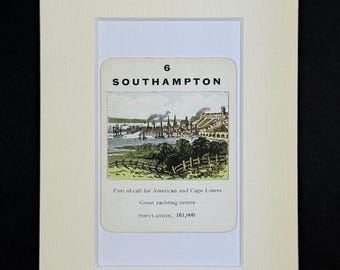 Southampton - Original Vintage Counties of England Card in Mount