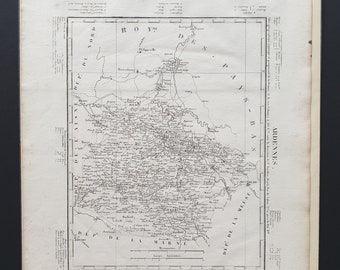 Ardennes - Original 1854 French department map