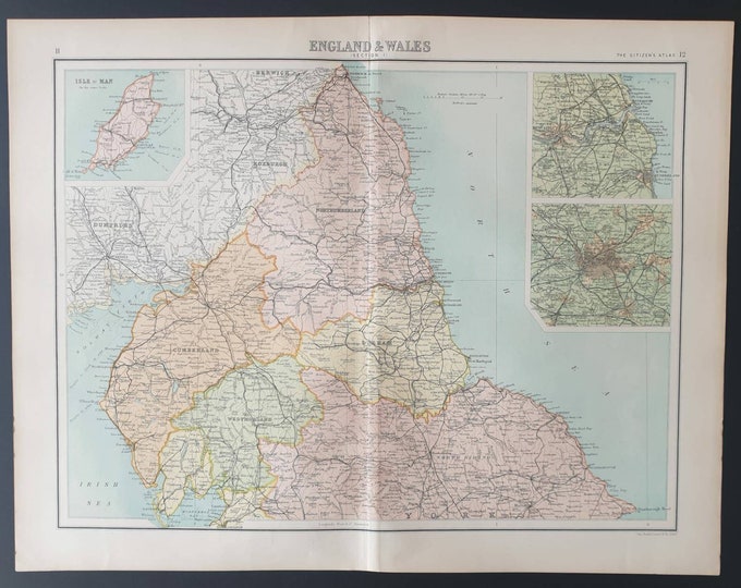 Original 1899 map - England and Wales Section 1 (North)
