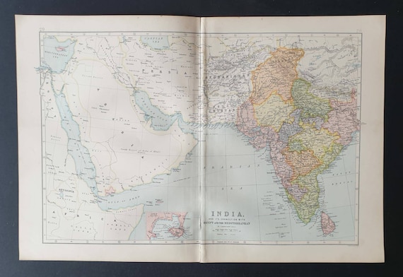 Original 1903 map - India and its connection with Egypt and the Mediterranean