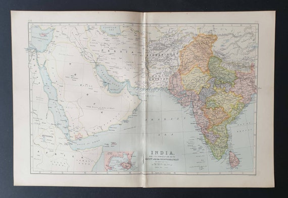 Original 1903 map - India and its connection with Egypt and the Mediterranean