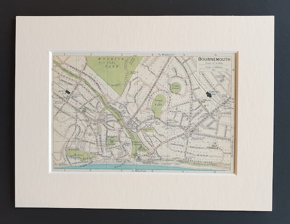 Bournemouth - Original 1930 map in mount