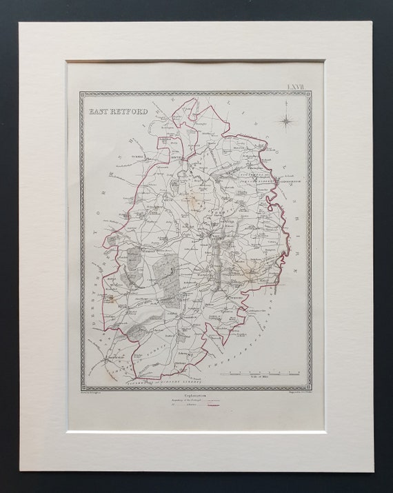 East Retford - Original 1835 map in mount