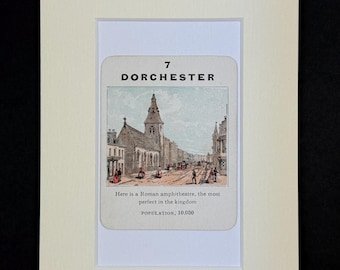 Dorchester - Original Vintage Counties of England Card in Mount
