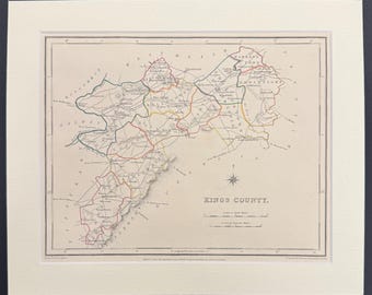 Kings County - Original 1850 Hand Coloured Map