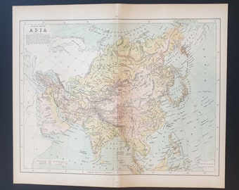 Physical map of Asia - Original 1898 map