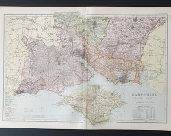Hampshire South - Original 1901 Large Antique County map