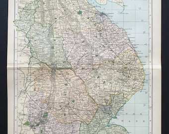 Lincolnshire - Original 1901 Large Antique County map