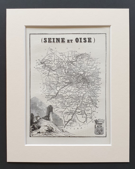 Seine et Oise - Original 1865 map in mount