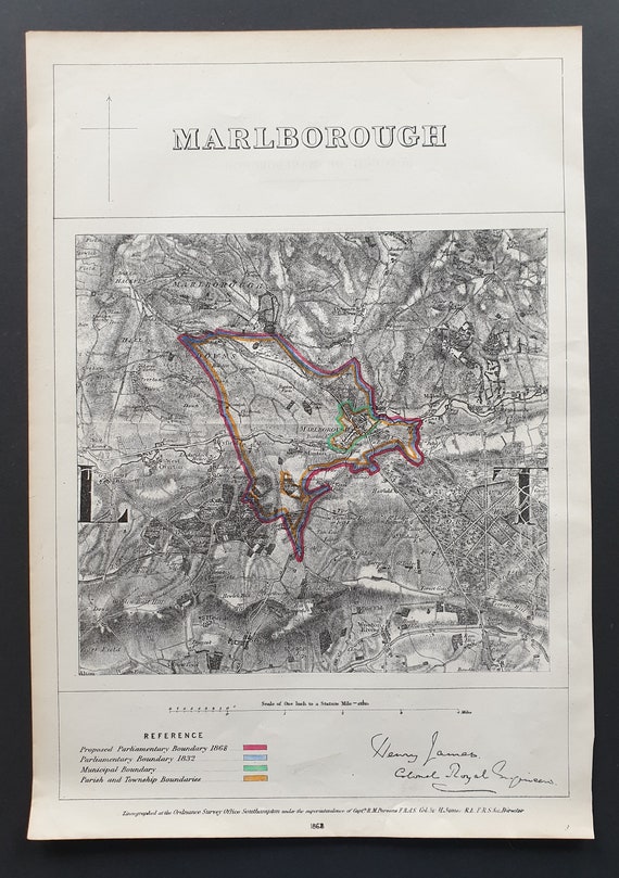 Marlborough - Original 1868 Zincograph map
