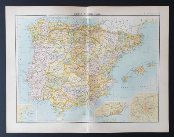 Original 1899 map - Spain and Portugal