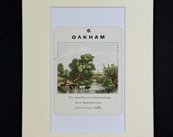 Oakham - Original Vintage Counties of England Card in Mount