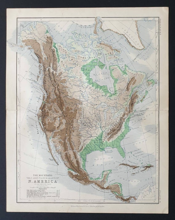 Original 1877 map - The Mountains, Table Lands, Plains and Valleys of North America