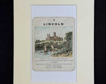 Lincoln - Original Vintage Counties of England Card in Mount