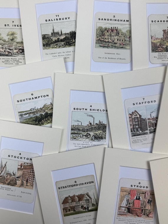 Original Vintage Counties of England Card in Mount - Cities & Towns - S