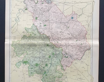Huntingdonshire - Original 1901 Large Antique County map