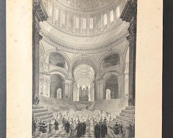 St Pauls Cathedral - Original Antique 1841 Engraving