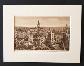 Birdseye View of London from Westminster - Original c1920 London postcard