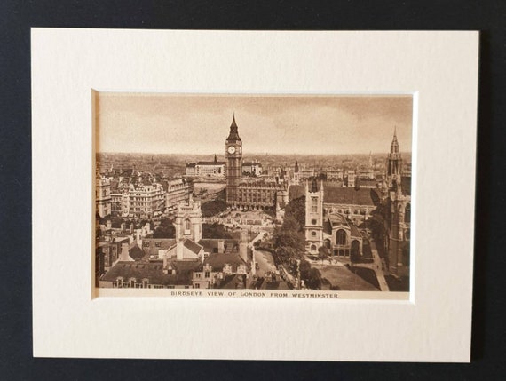 Original c1920 London postcard - Birdseye View of London from Westminster