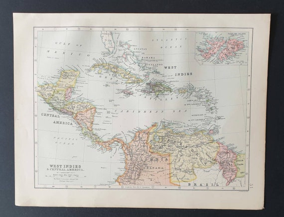 Original 1903 map -  West Indies and Central America