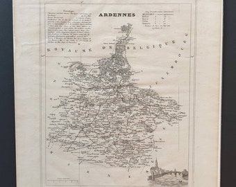 Ardennes - Original 1841 French department map