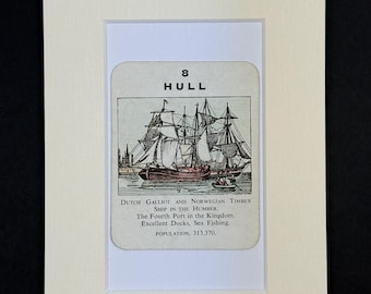 Hull - Original Vintage Counties of England Card in Mount