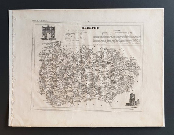 Original 1841 French department map - Meurthe