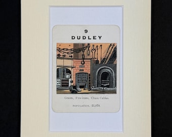 Dudley - Original Vintage Counties of England Card in Mount
