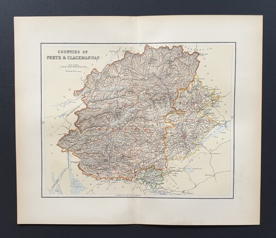 Perth and Clackmannan - Original 1897 County map of Scotland