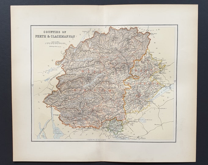 Perth and Clackmannan - Original 1897 County map of Scotland