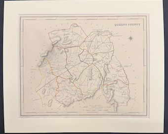 Queens County - Original 1850 Hand Coloured Map