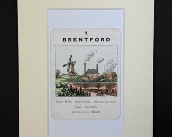 Brentford - Original Vintage Counties of England Card in Mount