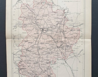 Bedford - Original 1876 Antique County map