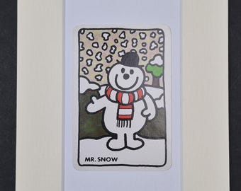 Mr Snow - Original Vintage Mr Men Card in Mount | Nostalgic Home Decor & Gift