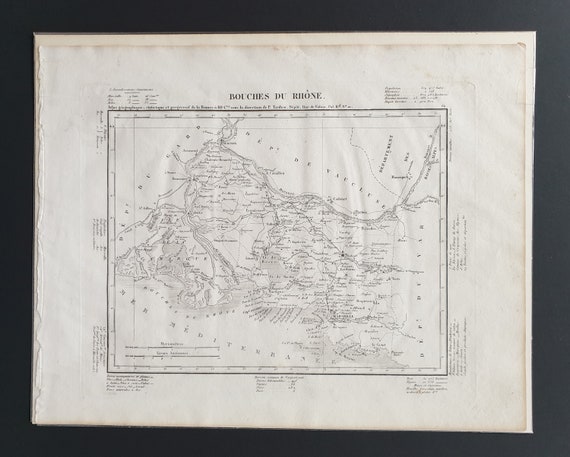 Original 1854 French department map - Bouches du Rhone