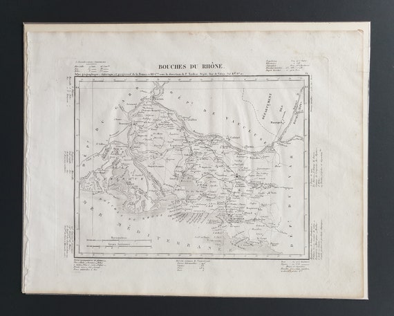 Original 1854 French department map - Bouches du Rhone