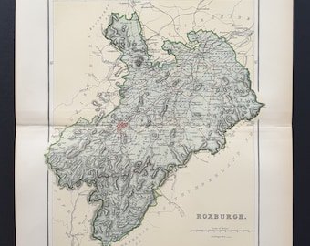 Roxburgh - Original 1897 County map of Scotland
