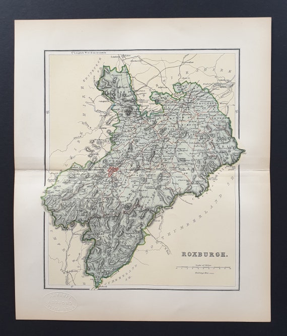 Roxburgh - Original 1897 County map of Scotland