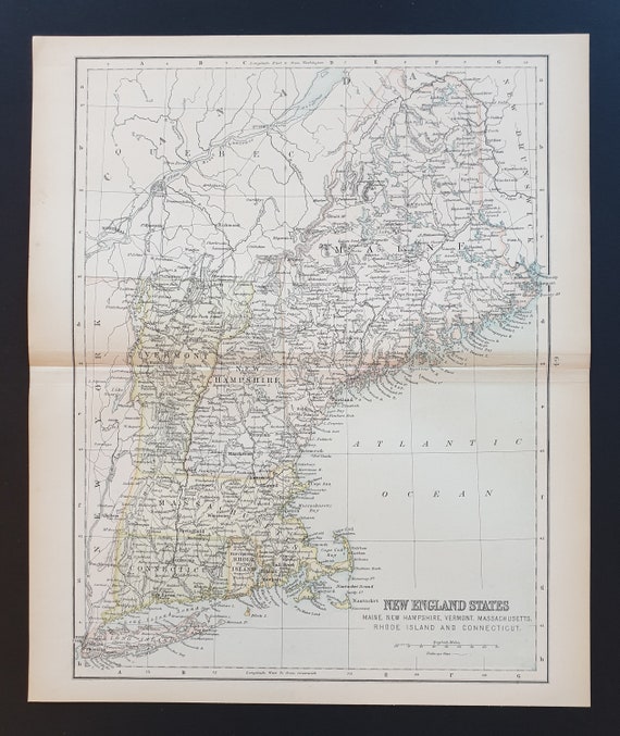 New England States - Original 1898 map