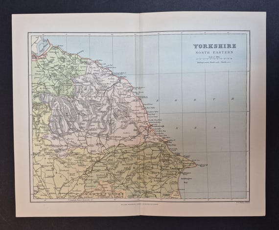 Yorkshire - North Eastern - Original 1895 County Map