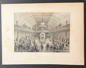House of Commons - Original Antique 1841 Engraving