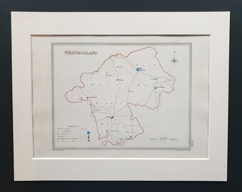 Westmorland - Original 1835 map in mount