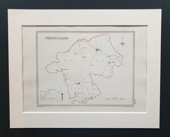Westmorland - Original 1835 map in mount